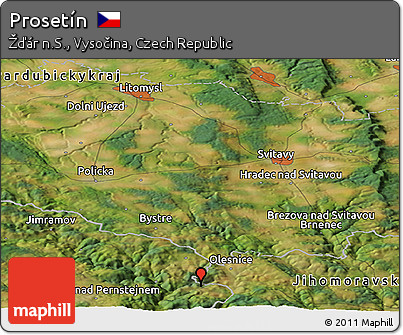 Satellite Panoramic Map of Prosetín
