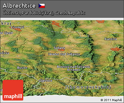Satellite Panoramic Map of Albrechtice