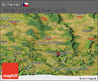 Satellite Panoramic Map of Brněnec