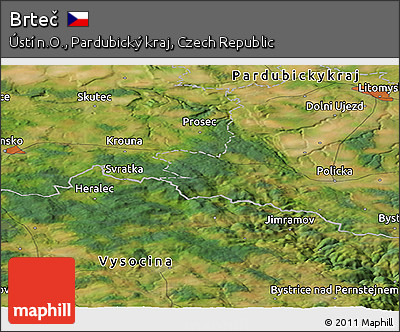 Satellite Panoramic Map of Brteč