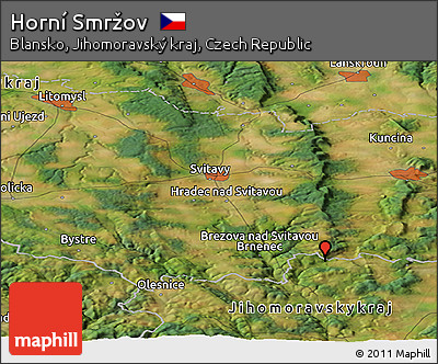 Satellite Panoramic Map of Horní Smržov