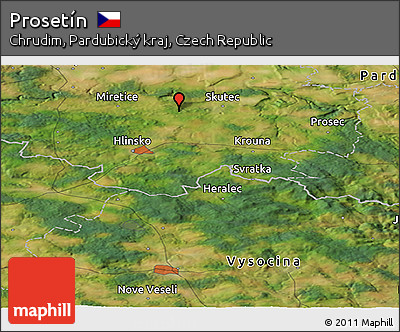 Satellite Panoramic Map of Prosetín