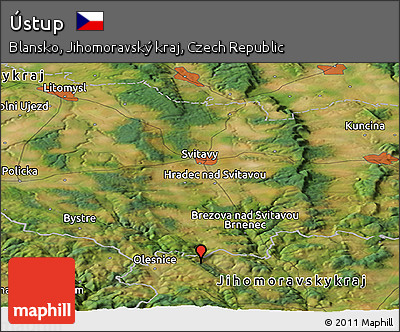 Satellite Panoramic Map of Ústup
