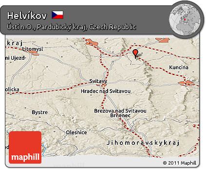 Shaded Relief Panoramic Map of Helvíkov
