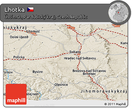 Shaded Relief Panoramic Map of Lhotka