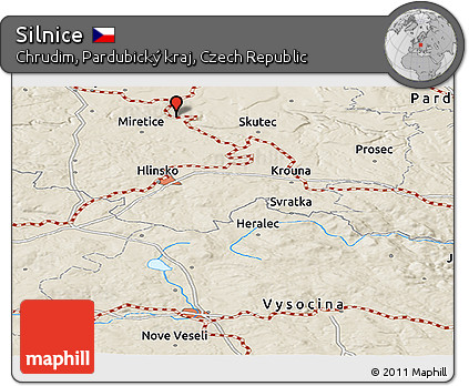 Shaded Relief Panoramic Map of Silnice