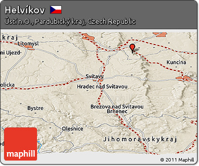 Shaded Relief Panoramic Map of Helvíkov