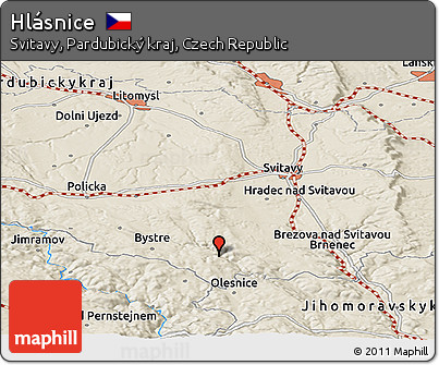 Shaded Relief Panoramic Map of Hlásnice