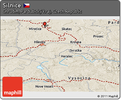 Shaded Relief Panoramic Map of Silnice