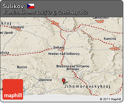 Shaded Relief Panoramic Map of Sulíkov