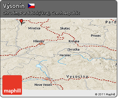 Shaded Relief Panoramic Map of Výsonín