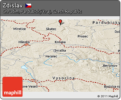 Shaded Relief Panoramic Map of Zdislav