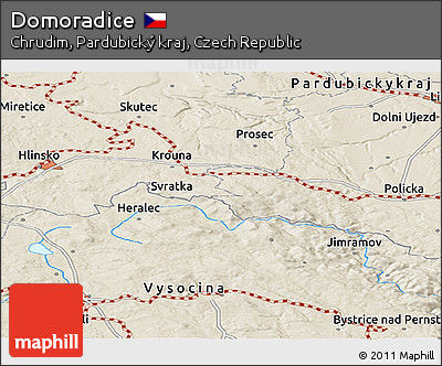 Shaded Relief Panoramic Map of Domoradice