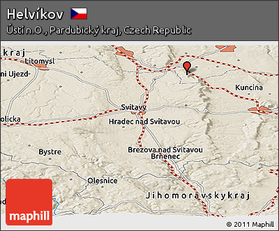 Shaded Relief Panoramic Map of Helvíkov