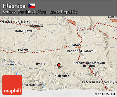 Shaded Relief Panoramic Map of Hlásnice