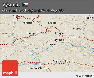 Shaded Relief Panoramic Map of Výsonín