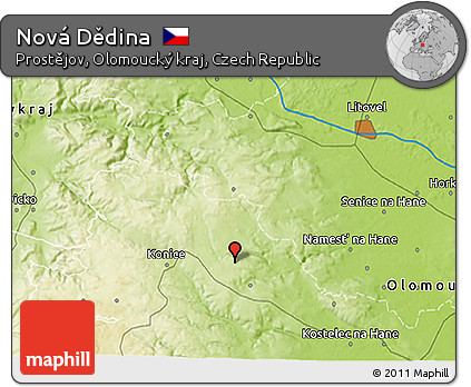 Physical 3D Map of Nová Dědina