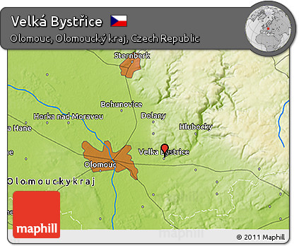 Physical 3D Map of Velká Bystřice