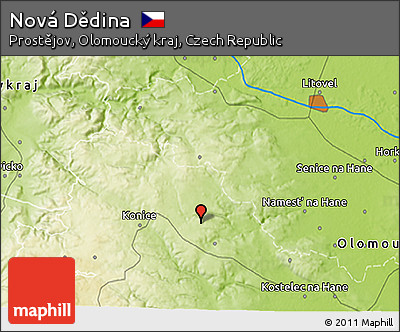 Physical 3D Map of Nová Dědina