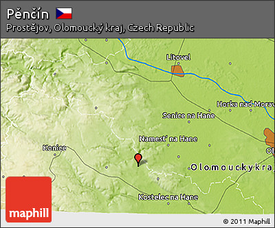 Physical 3D Map of Pěnčín