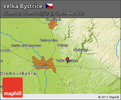Physical 3D Map of Velká Bystřice