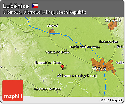 Physical 3D Map of Luběnice