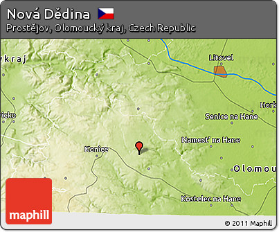 Physical 3D Map of Nová Dědina