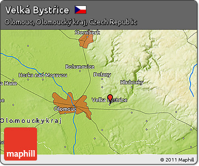 Physical 3D Map of Velká Bystřice