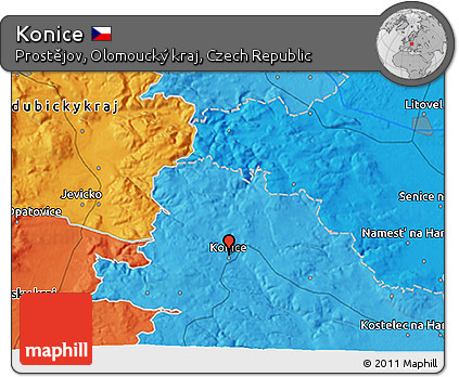 Political 3D Map of Konice