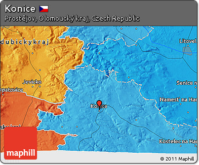 Political 3D Map of Konice