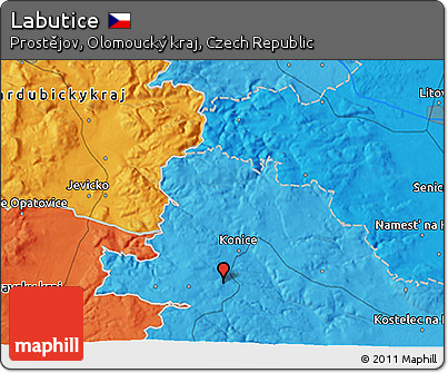 Political 3D Map of Labutice
