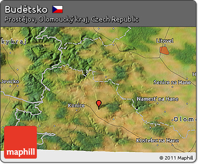 Satellite 3D Map of Budětsko