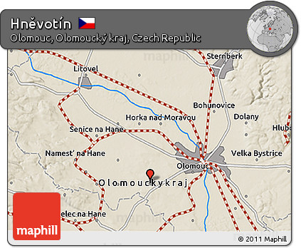 Shaded Relief 3D Map of Hněvotín