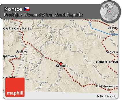 Shaded Relief 3D Map of Konice