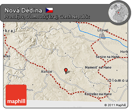 Shaded Relief 3D Map of Nová Dědina