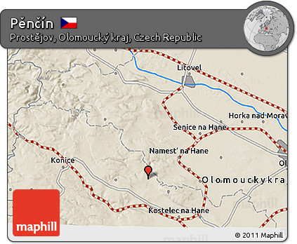 Shaded Relief 3D Map of Pěnčín