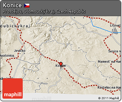 Shaded Relief 3D Map of Konice