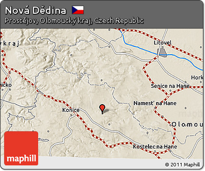 Shaded Relief 3D Map of Nová Dědina