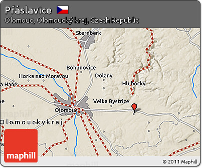 Shaded Relief 3D Map of Přáslavice