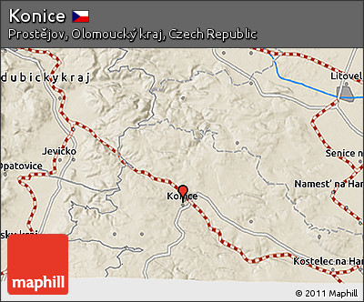 Shaded Relief 3D Map of Konice
