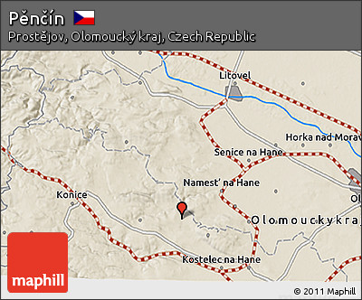 Shaded Relief 3D Map of Pěnčín