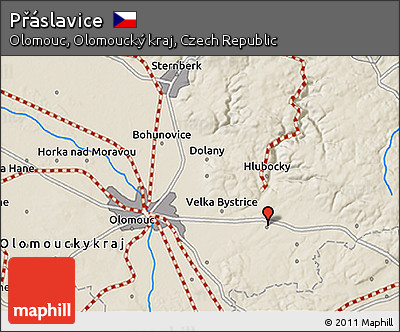 Shaded Relief 3D Map of Přáslavice