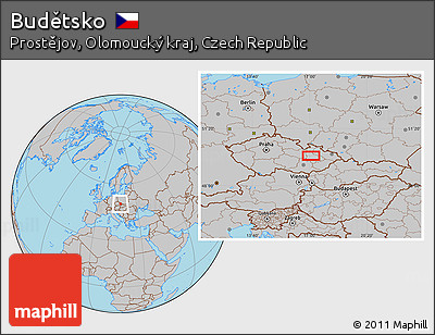 Gray Location Map of Budětsko