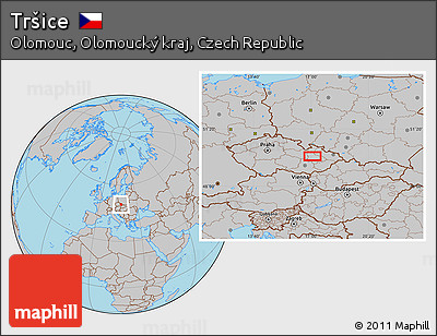 Gray Location Map of Tršice