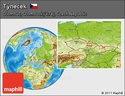 Physical Location Map of Týneček