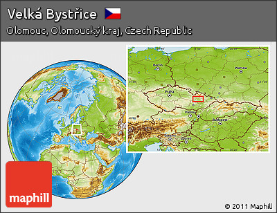 Physical Location Map of Velká Bystřice