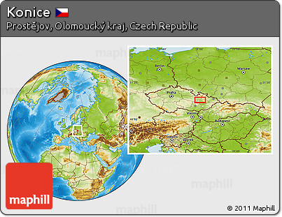 Physical Location Map of Konice