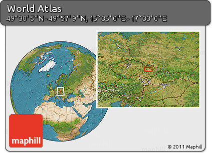 Satellite Location Map of the Area around 49° 43' 37" N, 17° 4' 30" E