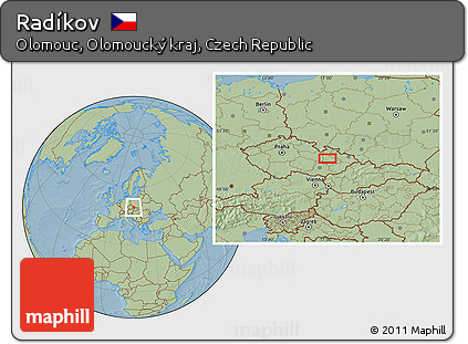 Savanna Style Location Map of Radíkov, hill shading