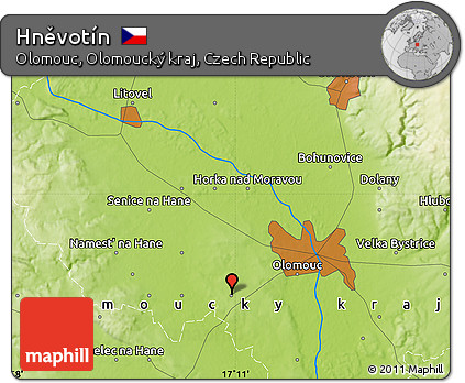 Physical Map of Hněvotín